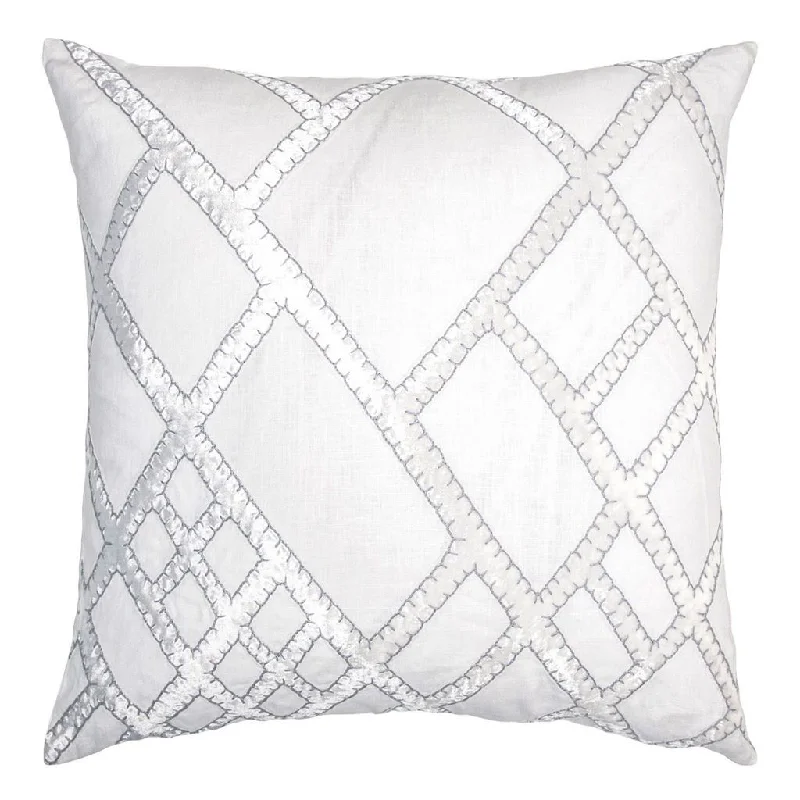 Buy Now Net White & Grey Velvet Appliqué Pillow