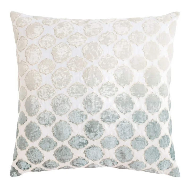 Incredible Savings For A Limited Period Sage & White Tile Velvet Appliqué Pillow