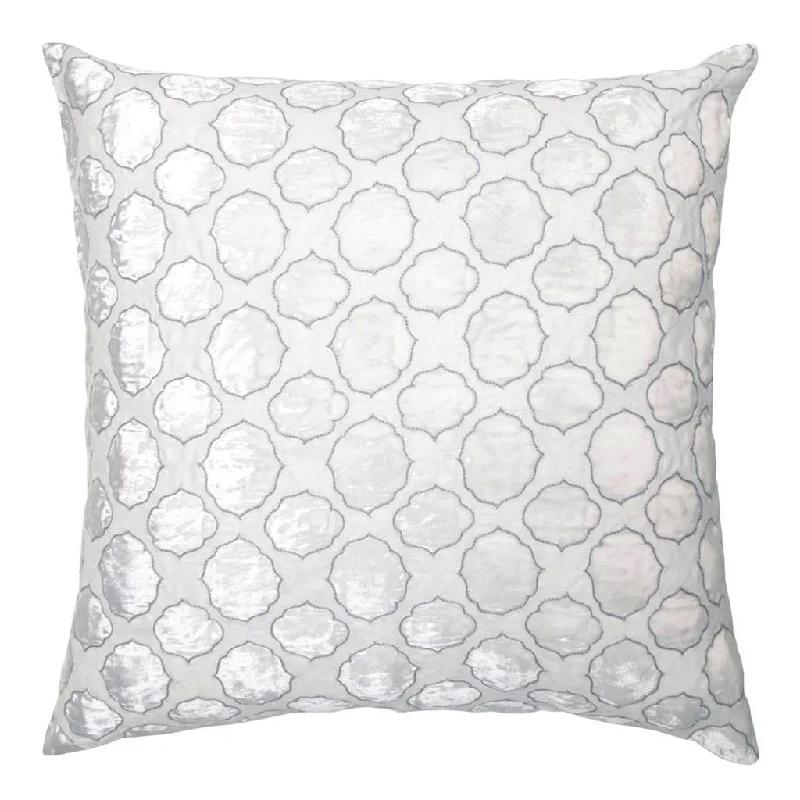 Big Discounts Tile White & Grey Velvet Appliqué Pillow