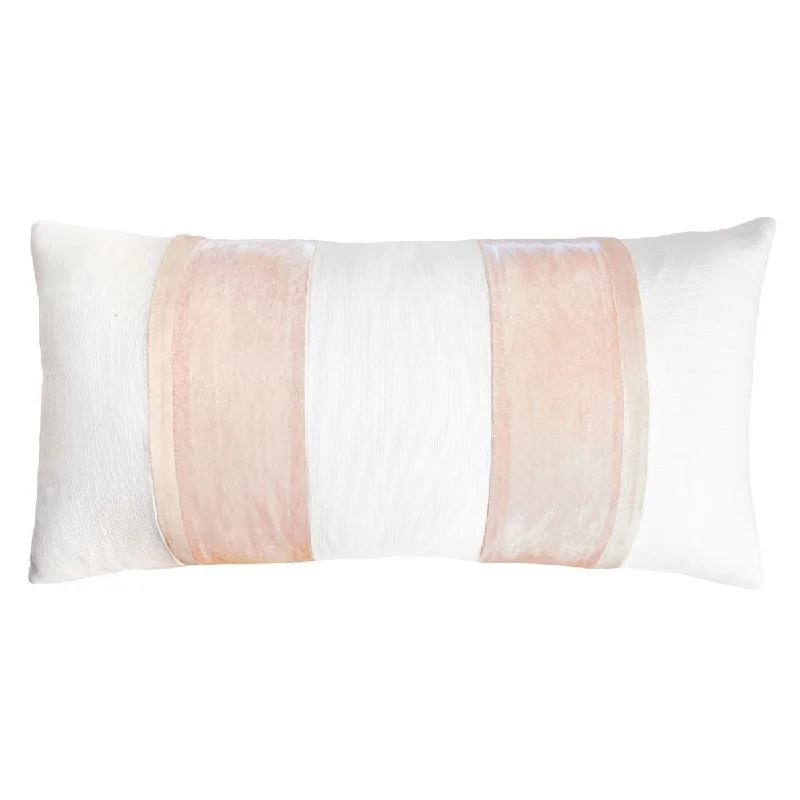 Weekend Special White & Blush Stripe Oblong Throw Pillow