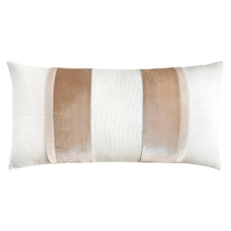 Time-Limited Offer White & Latte Stripe Oblong Decorative Pillow