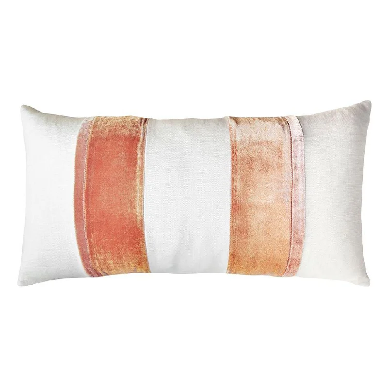 Super Sale White & Mango Stripe Oblong Decorative Pillow