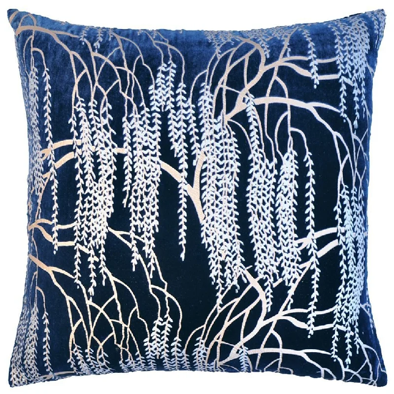 Super Bargain Metallic Willow Cobalt Black Velvet Pillows