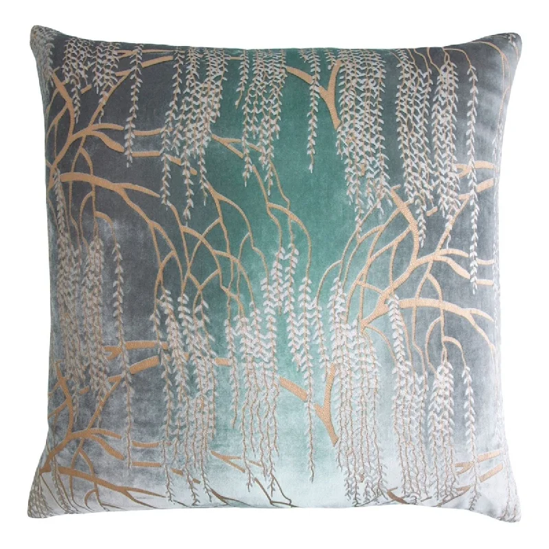 Shop and Save Metallic Willow Jade Velvet Pillows