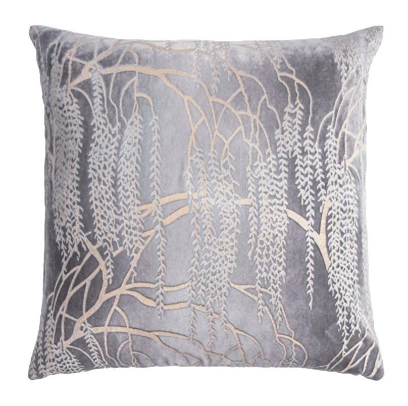 Lowest Price Metallic Willow Silver Gray Velvet Pillows