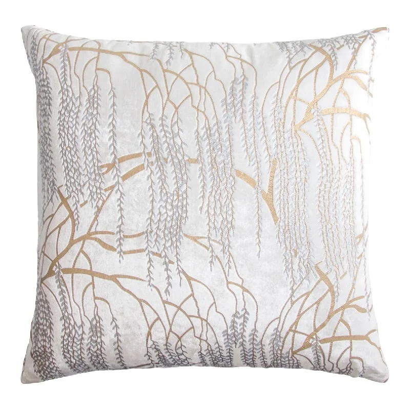 Limited Availability Metallic Willow White Velvet Pillows
