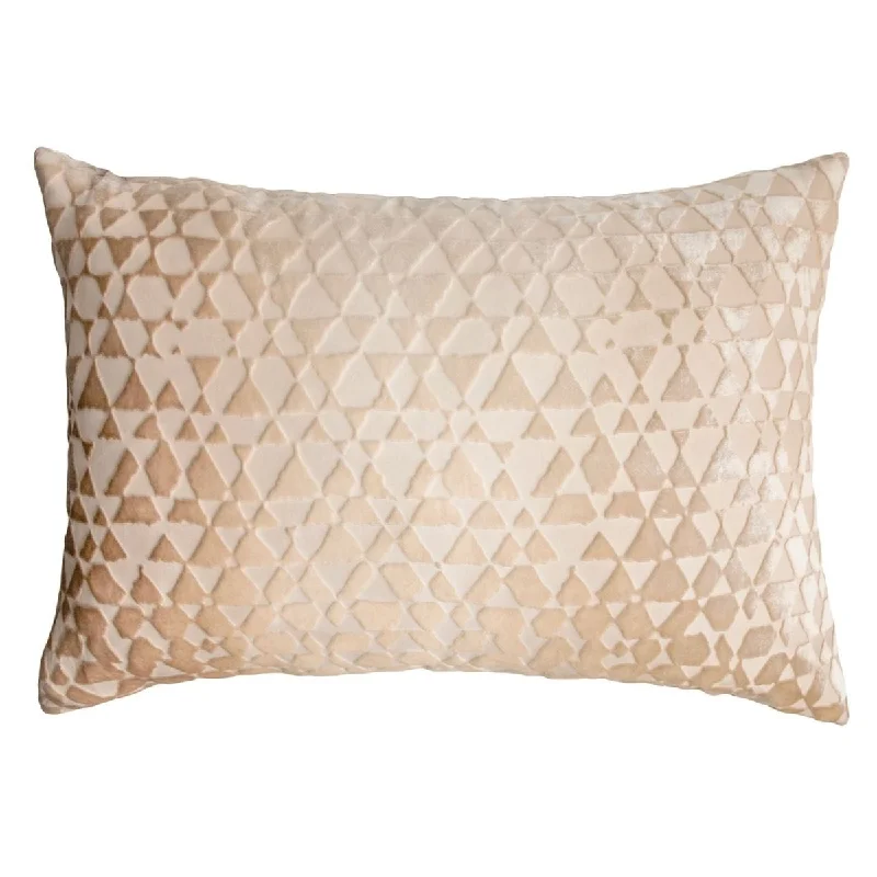 Price Rollback Latte Triangles Velvet Pillow by Kevin O'Brien Studio