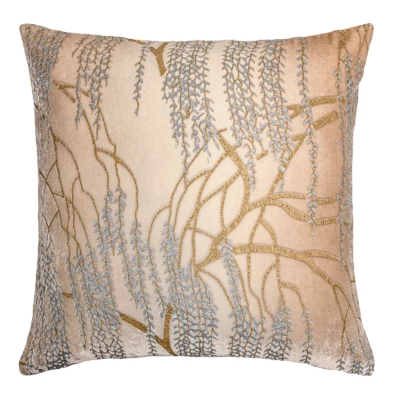 Online Only Latte Willow Metallic Pillow by Kevin O'Brien Studio