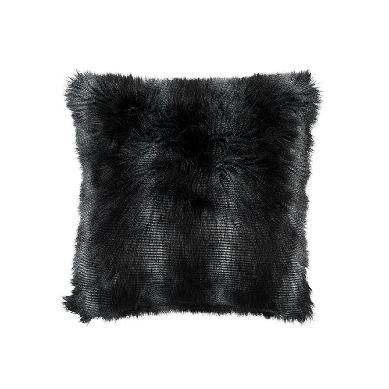 Clearance Event Black Faux Fur Euro Pillow by Lili Alessandra