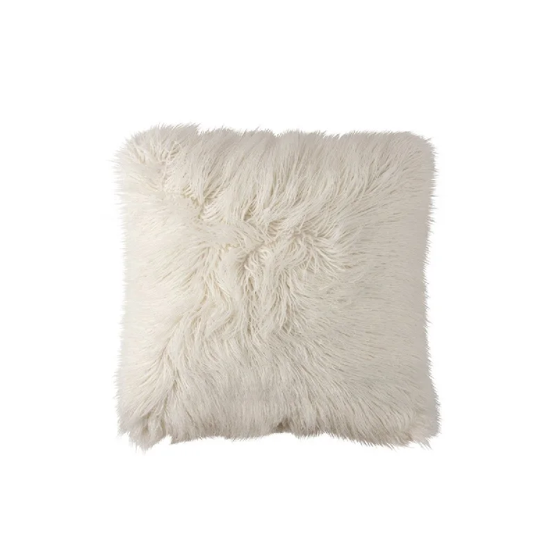 Don't Wait Coco White Faux Fur Decorative Pillow by Lili Alessandra