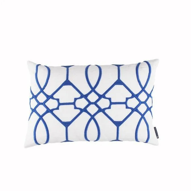 Online Exclusive Magic White & Azure Lumbar Pillow by Lili Alessandra