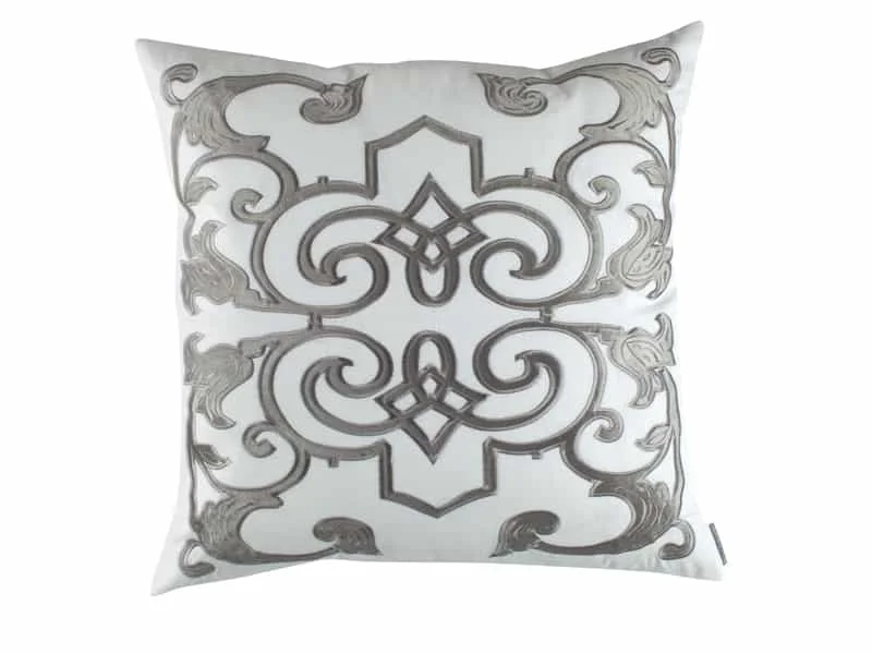 Weekend Deal Mozart White & Silver Pillow by Lili Alessandra