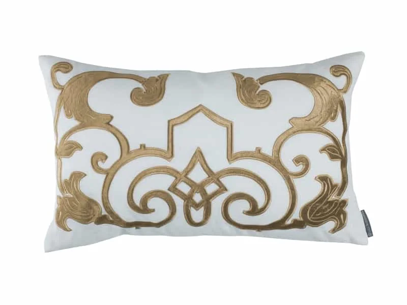 Exclusive Deal Mozart White & Straw Lumbar Pillow by Lili Alessandra