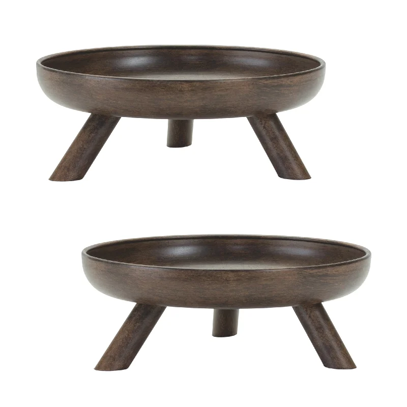 Now or Never Metal Bowl Pedestal with Legs, Set of 2