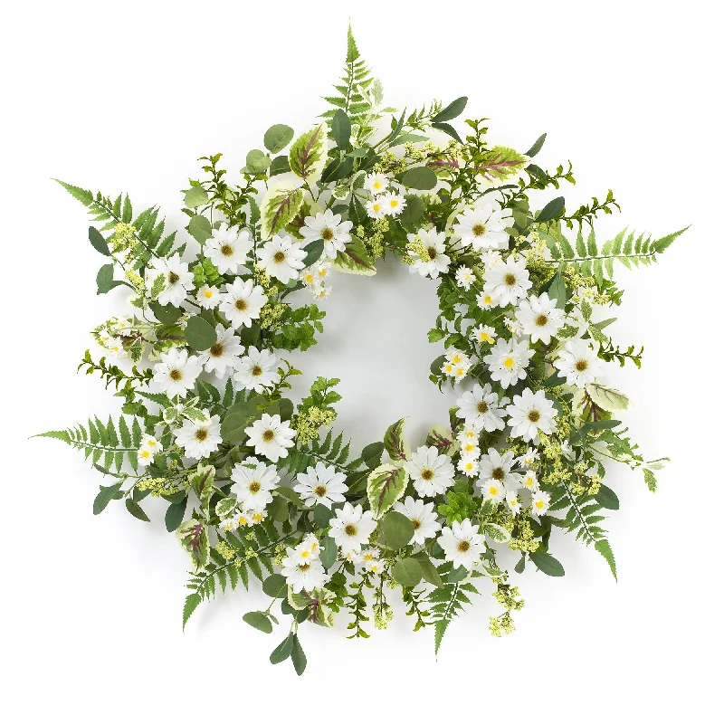 Deal Dash Mixed Fern and Daily 22.5" Floral Wreath