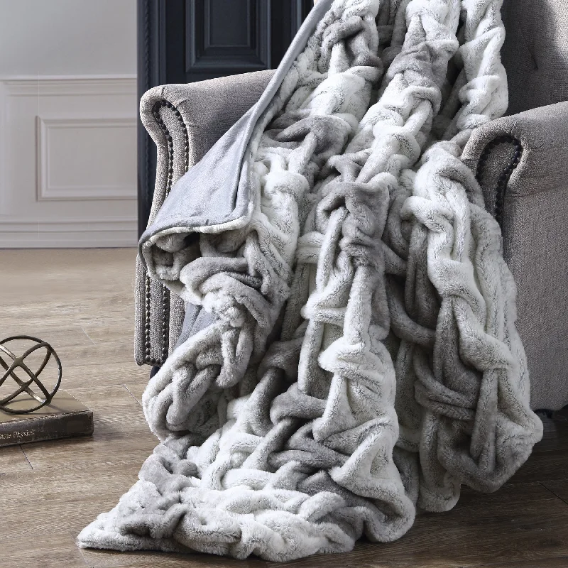 Weekend Offers That Excite Modern Threads Luxury Braided Faux Fur Reverse to Flannel Throw Blanket