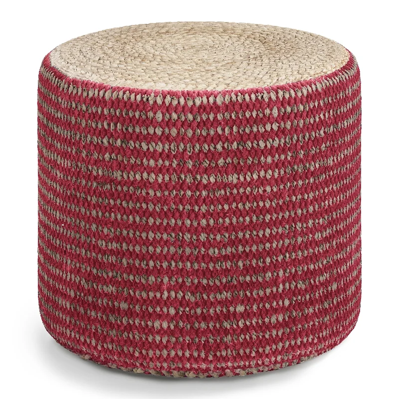 Members Only Multi-functional Handcrafted Round Pouf with Hand Braided Jute