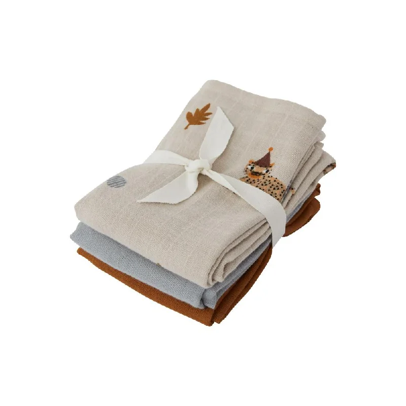 Early Access Set of 3  Leopard Muslin Square in Clay