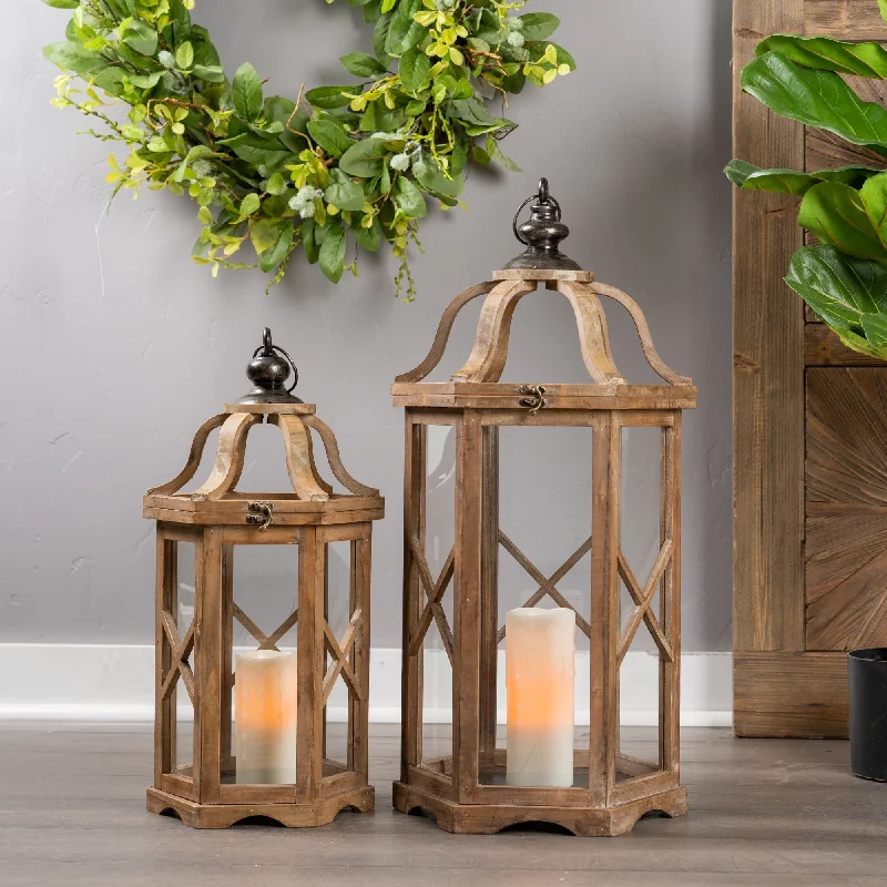 Time-Limited Discounts Just For You Natural Wood Hexagon Lantern with Curved Top, Set of 2 Time-Limited Discounts Just For You Natural Wood Hexagon Lantern with Curved Top, Set of 2