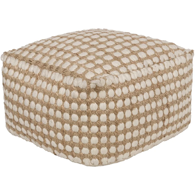 Flash Deals For A Limited Time Oak Cove Jute pouf in White and Khaki color