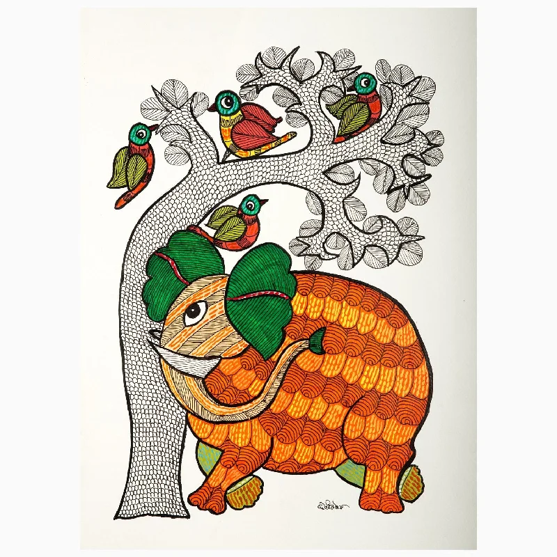 Weekend Flash Sale Orange And Green Elephant