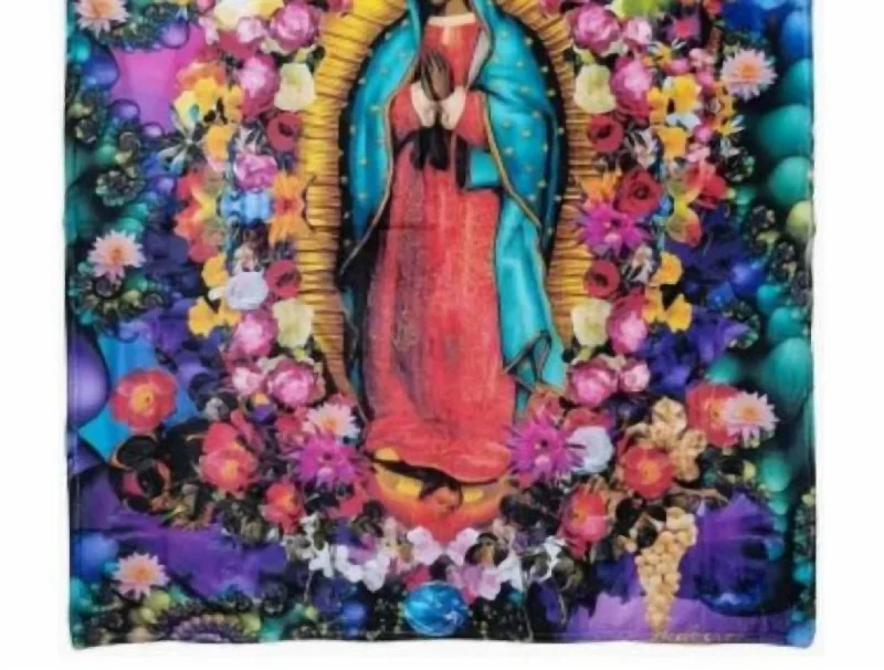 Weekend Discounts You Deserve Our Lady Of Guadalupe Blanket In Pink Multi