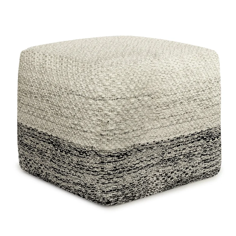Deal of the Week Outdoor Square Pouf with Stripe Pattern, Water and UV Ray Resistantable