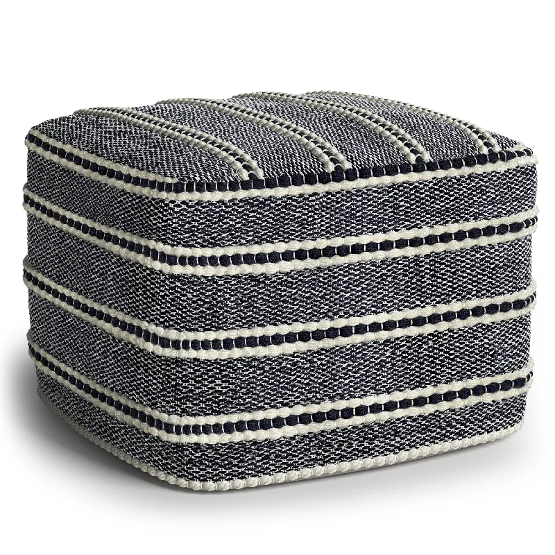 Act Now Outdoor Square Pouf with Woven Polyester Water and UV Ray Resistant