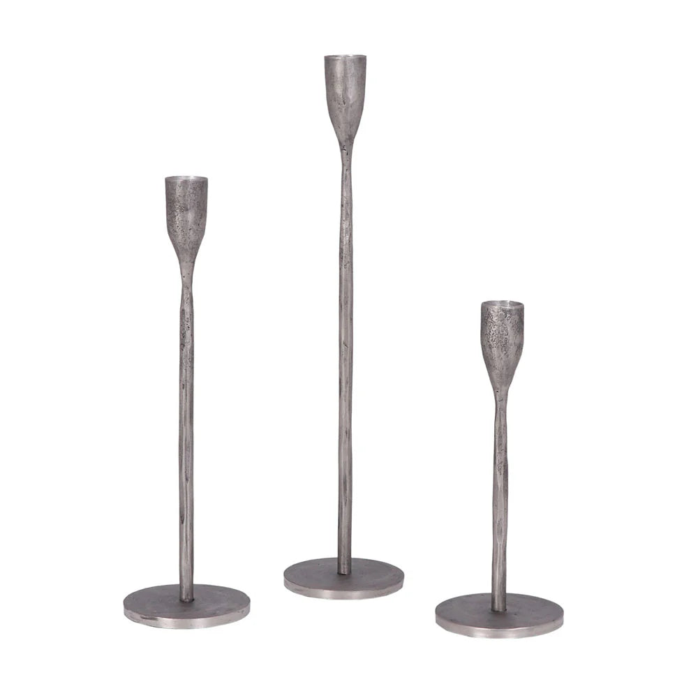 Unbeatable Prices Pewter Iron Candleholders, Set of 3