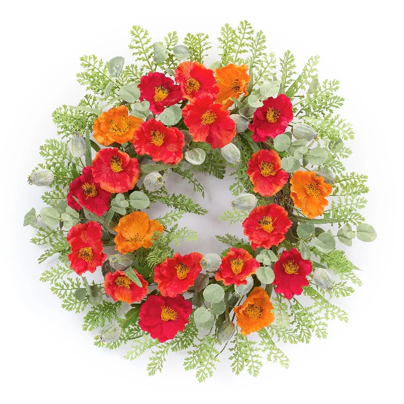 Weekend Discounts to Savor Poppy and Fern Floral Wreath 18.5"