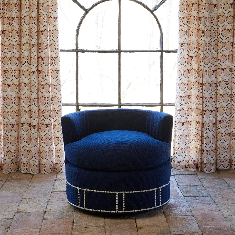 Weekend Savings Spectacular Round Swivel Chair in Bijal Indigo