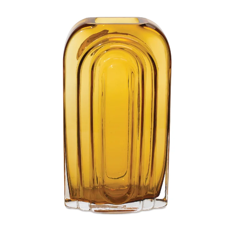 Huge Discounts Rounded Amber Glass Vase 9.75"