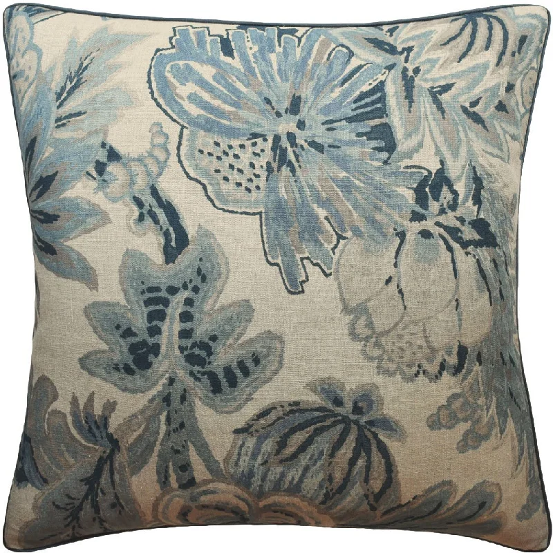 Super Deal Floral Gala Slate Blue Pillow by Ryan Studio