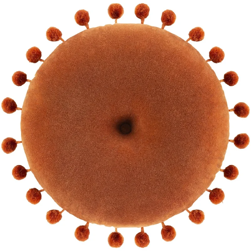Lowest Price Serengeti Velvet Round Pillow in Burnt Orange