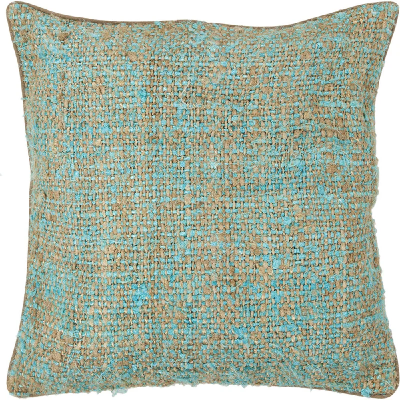 Final Clearance Silk Pillow in Blue & Natural