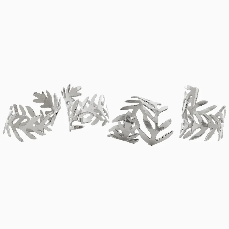 Markdown Sale Silver Fern Napkin Rings (Set of 4)