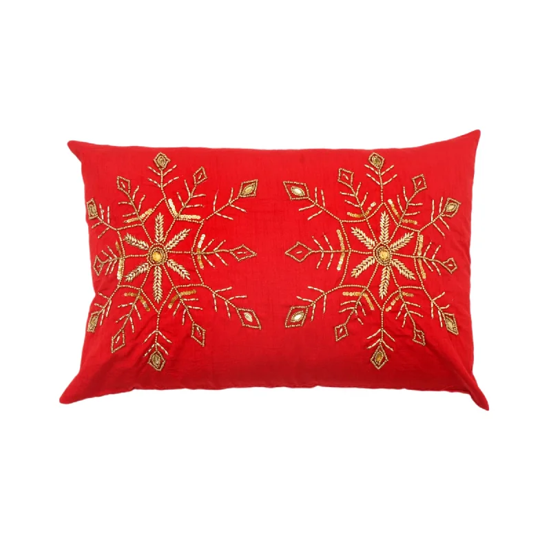 Weekend Offers That Sizzle Snowflakes Beaded Decorative Pillow