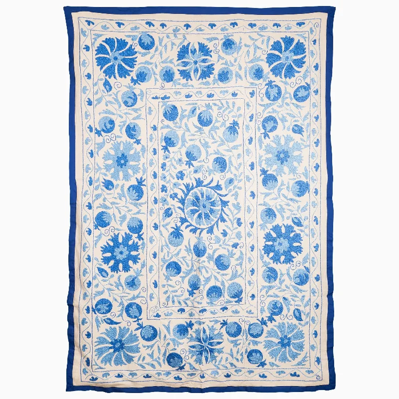The Best Prices Soft Blues Make The Day Suzani Blanket