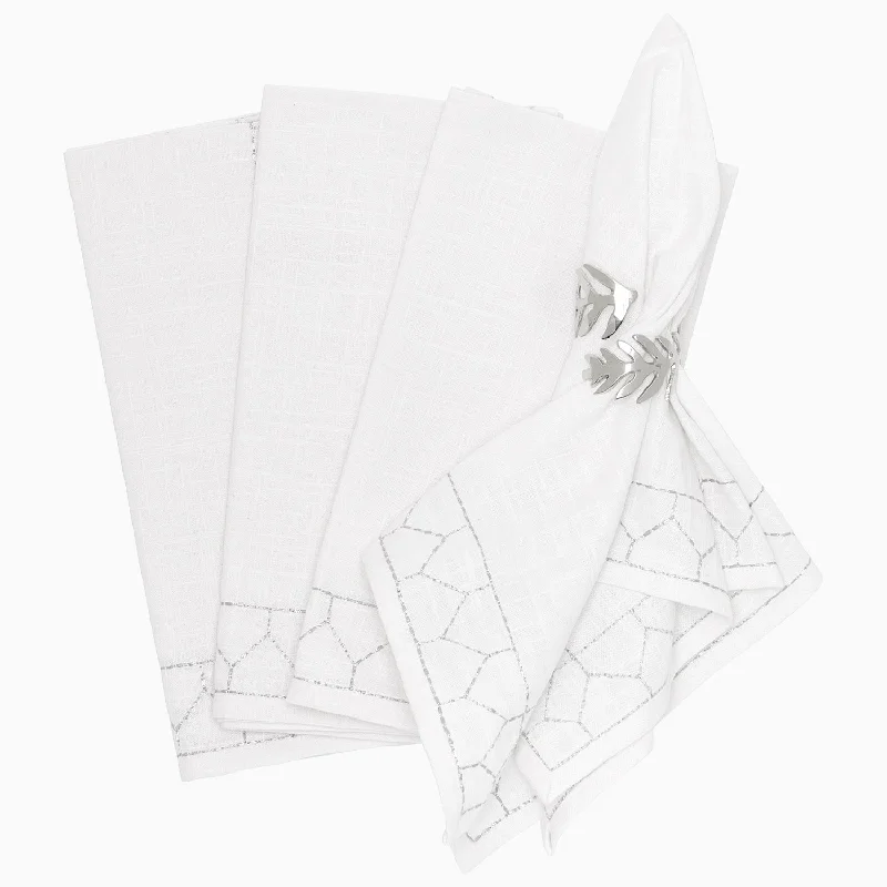 Shop and Save Stitched Silver Napkins (Set of 4)