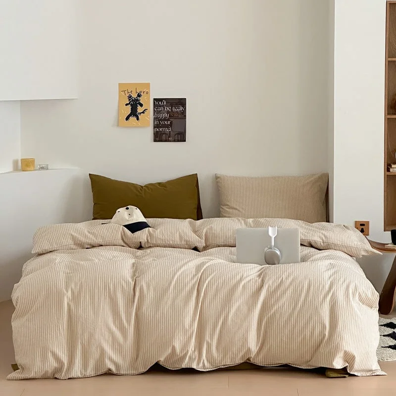 The Best Prices Thin Striped Duvet Cover / Beige
