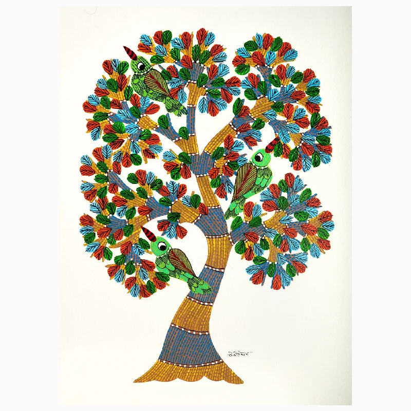 Hot Deal Three Green Birds In A Tree
