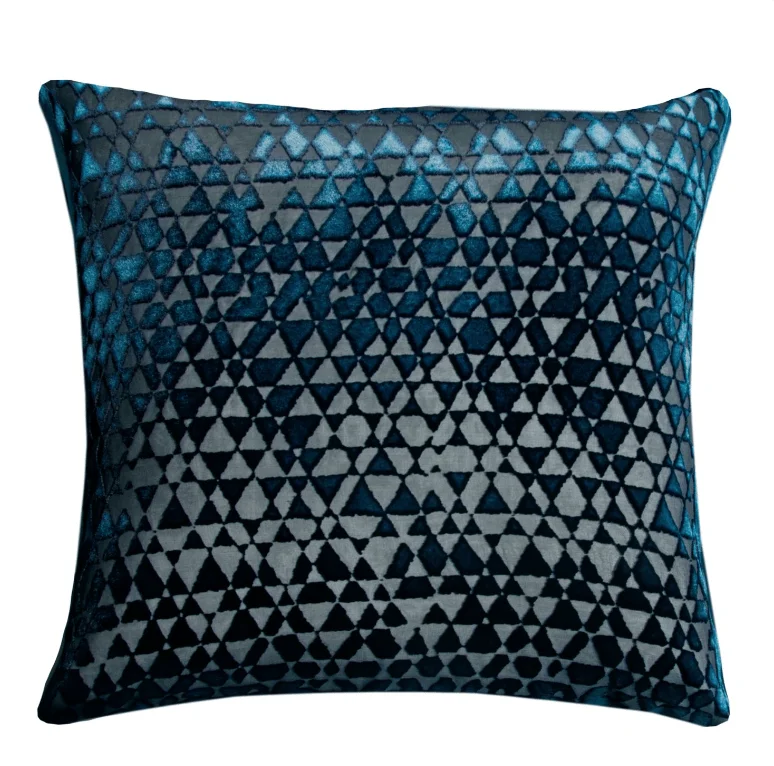 Act Now Triangles Cobalt Black Velvet Pillows