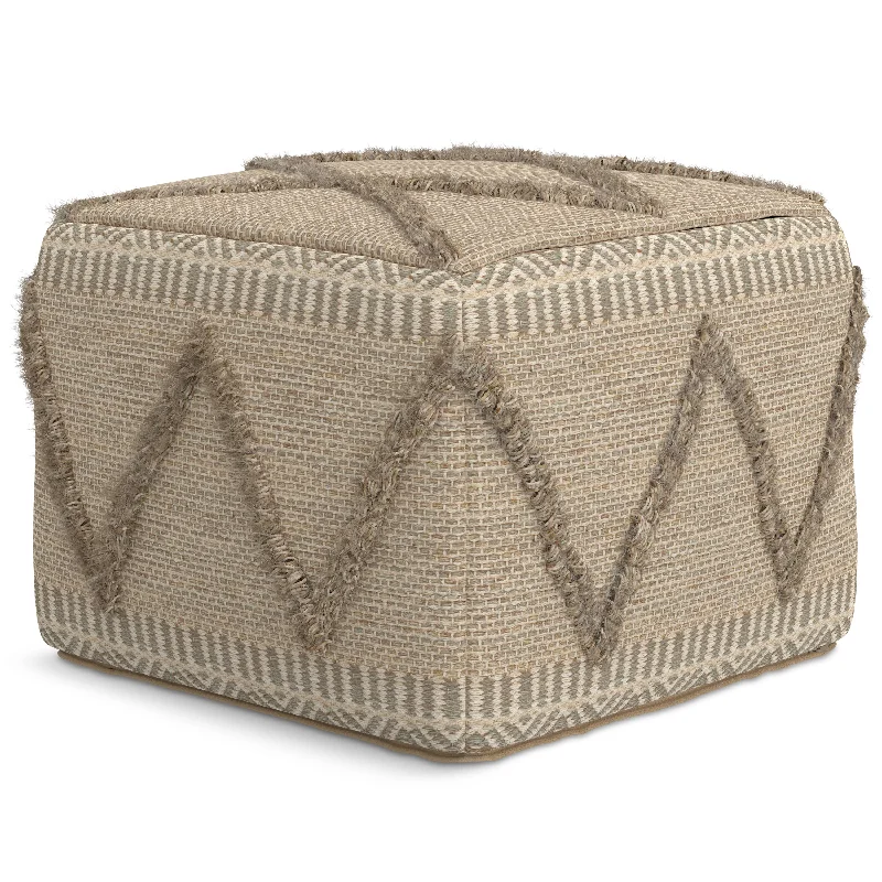 Unbeatable Prices On Best-Selling Items Upholstered Square Pouf with Woven Detail