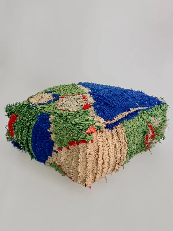 Can't Miss Vintage Boucherouite Pouf - Sea Green