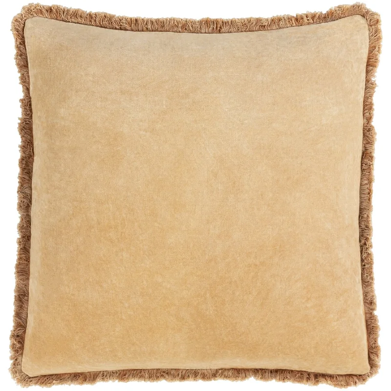 Clearance Items Washed Cotton Velvet Pillow in Camel