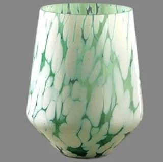 Clearance Sale White Splutter Green Glass Hurricane