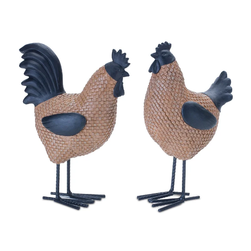 Today's Deal Wicker Hen and Rooster Decor, Set of 2
