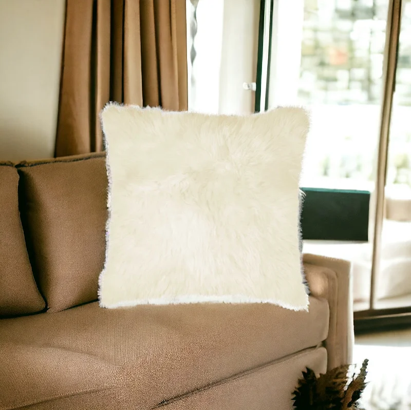 Closeout 18" Natural Sheepskin Throw Pillow