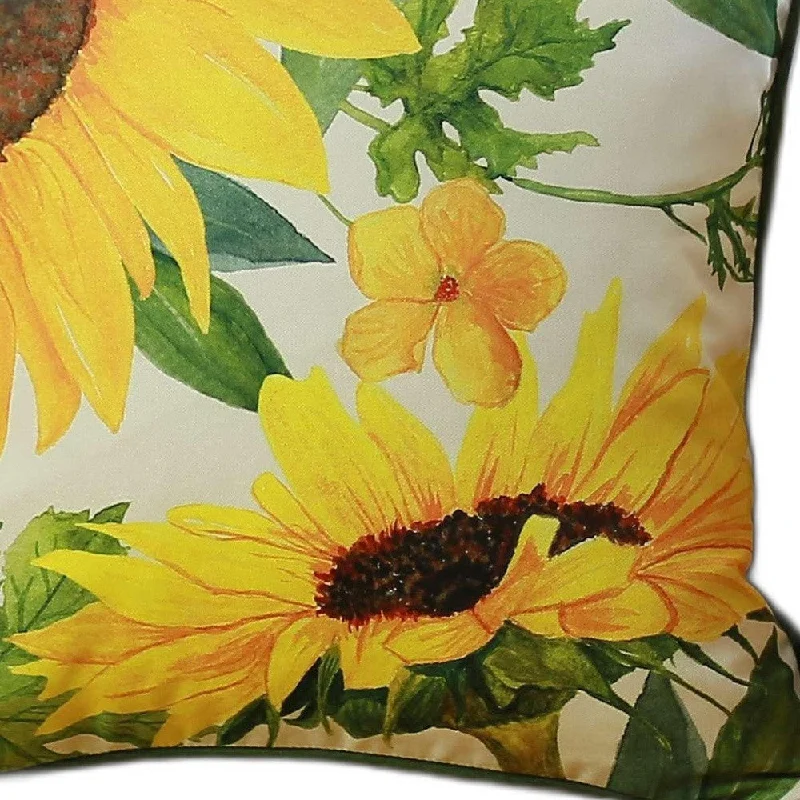 Online Only 18 X 18 Yellow Floral Zippered Polyester Thanksgiving Throw Pillow