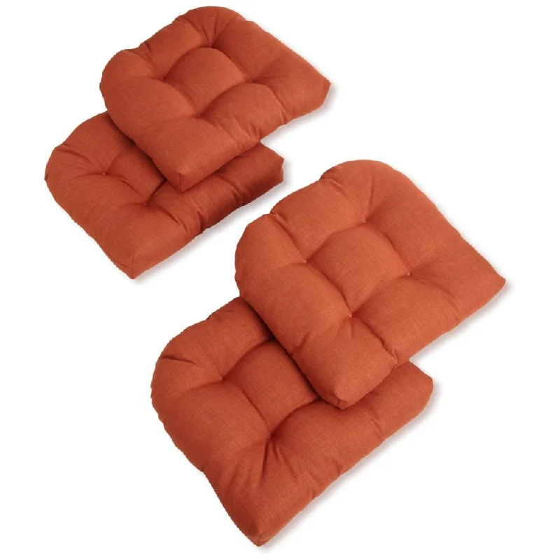 Act Now 19-inch U-Shaped Spun Polyester Outdoor Tufted Dining Chair Cushions (Set of 4) Act Now 19-inch U-Shaped Spun Polyester Outdoor Tufted Dining Chair Cushions (Set of 4)